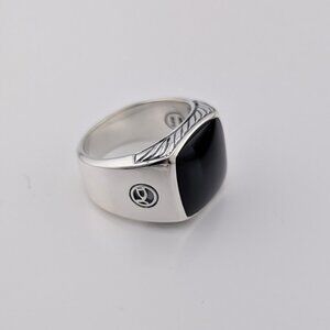 David Yurman Signet Ring in Sterling Silver With Black Onyx